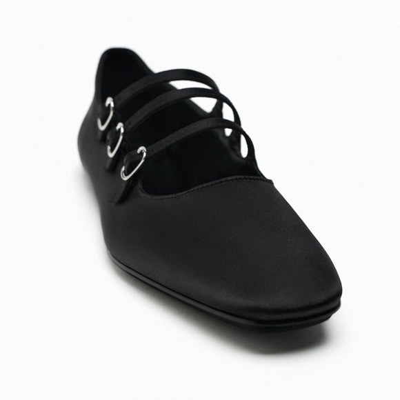 Zara Buckled Ballet Flats Size 7.5 - Picture 4 of 10